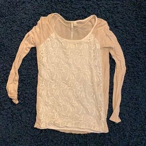 Lauren Conrad lace and beige top